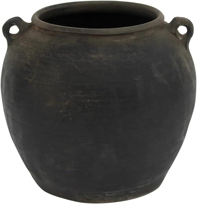 Large Vintage Charcoal/Gray Pottery Jar with Two Handles (Size & Color Vary) | Amazon (US)