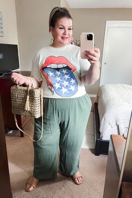 This outfit is on sale! The tee is 20% off and the linen pants are 50% off, both part of big Memorial Day sales. I’m wearing a XXL in the tee (runs a bit small) and a 3X in the pants (run TTS). This is a cute plus size outfit to wear this weekend or for 4th of July!

#LTKcurves #LTKsalealert #LTKSeasonal