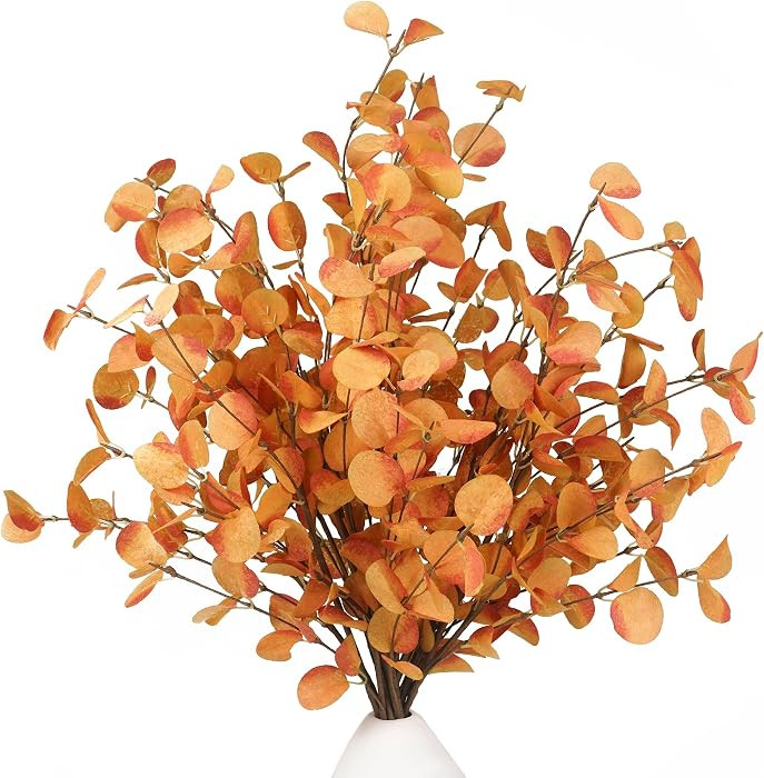 Fall Stems 6 Pcs Artificial Eucalyptus Fall Leaves 27.5 inch Fall Floral Picks, Fall Branches Dec... | Amazon (US)