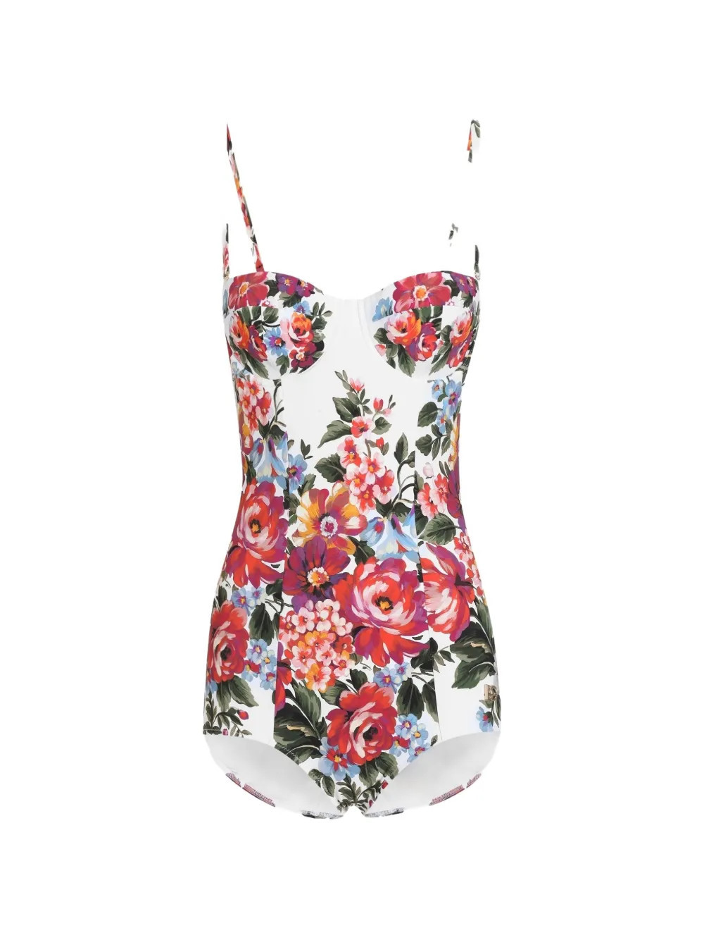 Dolce & Gabbana flower bouquet-print balconette one-piece swimsuit - White | Farfetch Global
