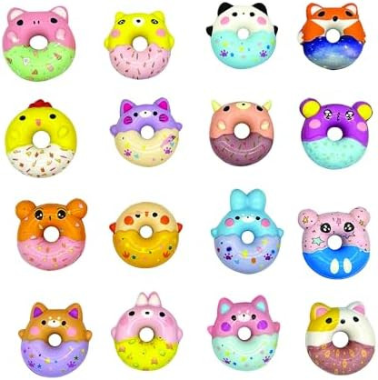 Raymond Geddes Squishy Slow Rising Donuts (32 per Bag) - Assorted Critter-Shaped Squish Toys - Fu... | Amazon (US)