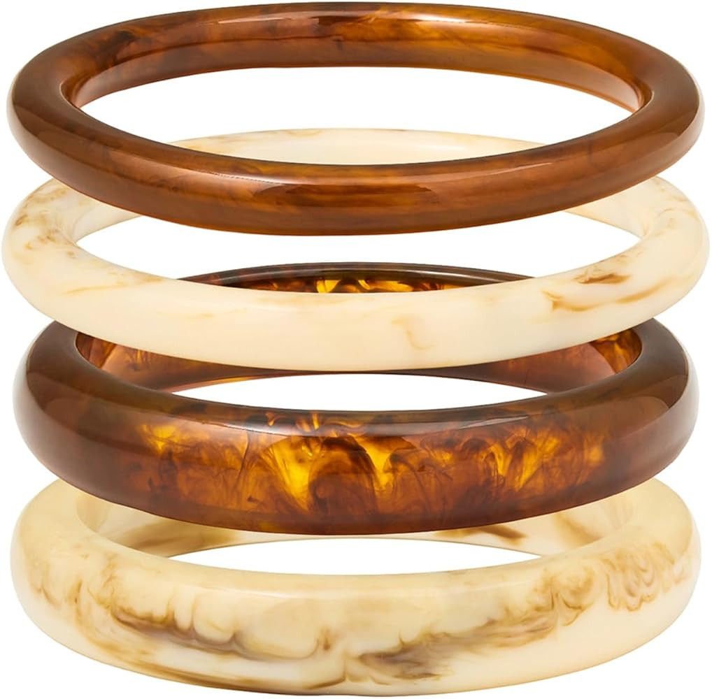 Cicy Bell Acrylic Bangle Bracelets For Women Resin Chunky Bangles | Amazon (US)