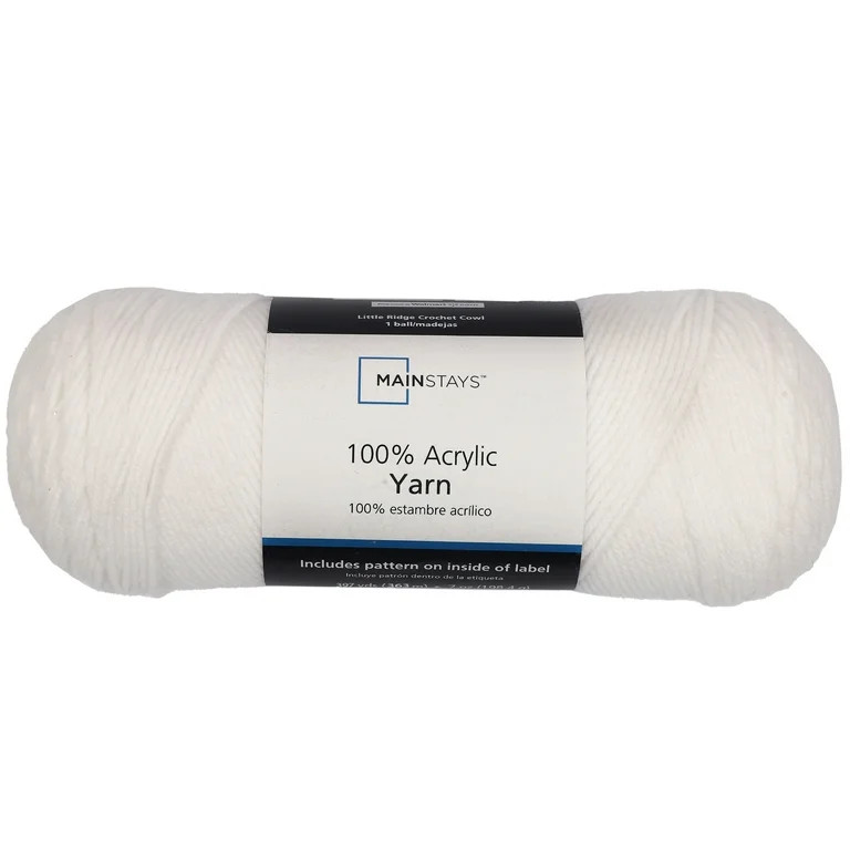 Mainstays Medium Acrylic White Yarn, 7 Oz 397 Yards | Walmart (US)