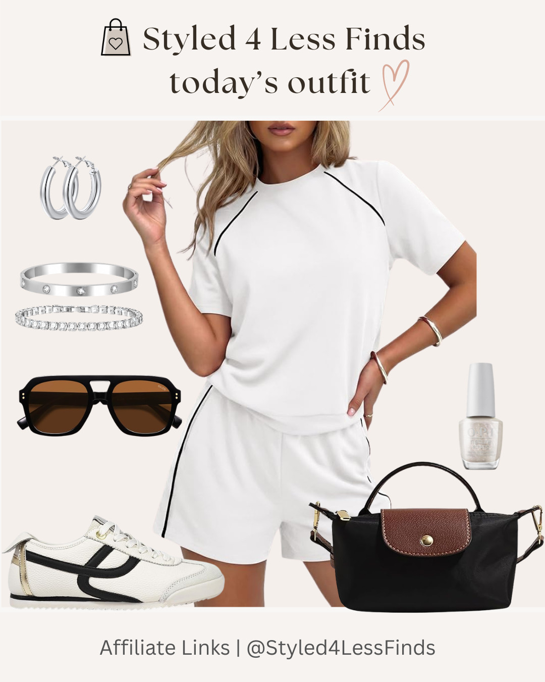 Proof that sporty-chic can still look polished! This white contrast-trim set is effortlessly stylish, comfortable, and perfect for everything from errands to lunch with friends. Paired with classic sneakers, a structured crossbody, and simple silver accessories, it creates an elevated everyday look without trying too hard.

✨ Style Tip: When wearing a matching set, add structured accessories and a few metallic pieces to instantly make the outfit feel more intentional and put together. It's an easy way to take a casual look up a notch. 

 #LTKcanada #LTKover50style #LTKstyletip