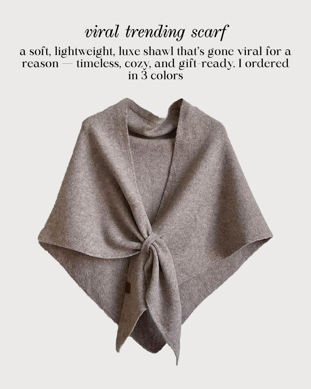 VIRAL TRENDING SCARF — LIGHTWEIGHT LUXE SHAWL! A soft, lightweight scarf that’s gone viral for a reason. Timeless, cozy, and effortlessly elevated, this piece works as a wrap, shawl, or layering essential through every season. It feels luxe, styles beautifully with neutrals, and makes the easiest gift. I ordered it in multiple colors because it’s that good.

#Amazon #TheHillaryStyle #ViralFashion #NeutralStyle #LuxuryForLess #WardrobeStaples #CozyChic #EverydayStyle #GiftReady #AmazonFinds 

 #LTKmomlife #LTKOver40 #LTKFindsUnder50