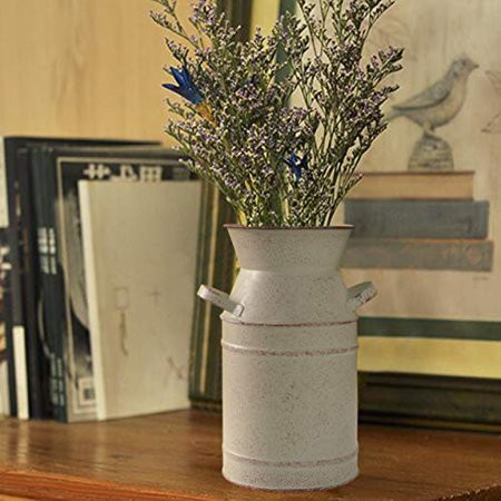 Fovasen Metal French Style Farmhouse Vase Decor Galvanized Milk Can Bucket Rustic Flower Vase for Ba | Walmart (US)