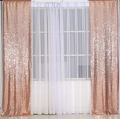 Poise3EHome Rose Gold Sequin Backdrop 2Ft x 8Ft x 2 Panels Sparkly Drape Seamless Photography Cur... | Amazon (US)