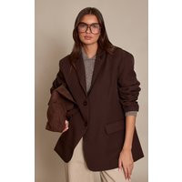 Chocolate Oversized Blazer | PrettyLittleThing UK