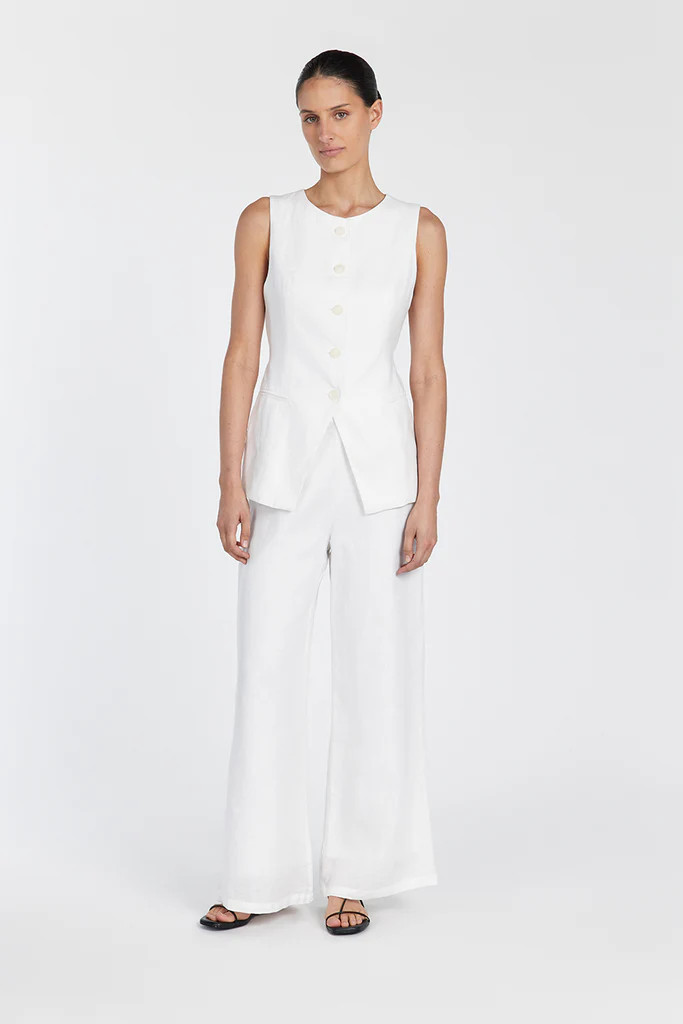 FLICK WHITE LINEN PANT | DISSH