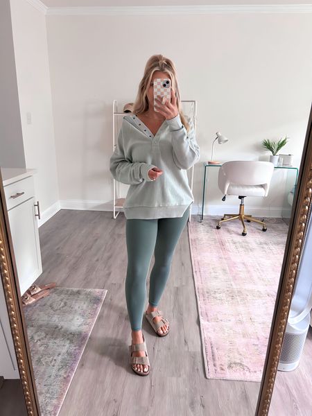 Aerie + American eagle app exclusive sale! 

Wearing a small in sweatshirt it’s the coziest and a medium in leggings! These are a DREAM and actually hold you up and suck you in, love them! 