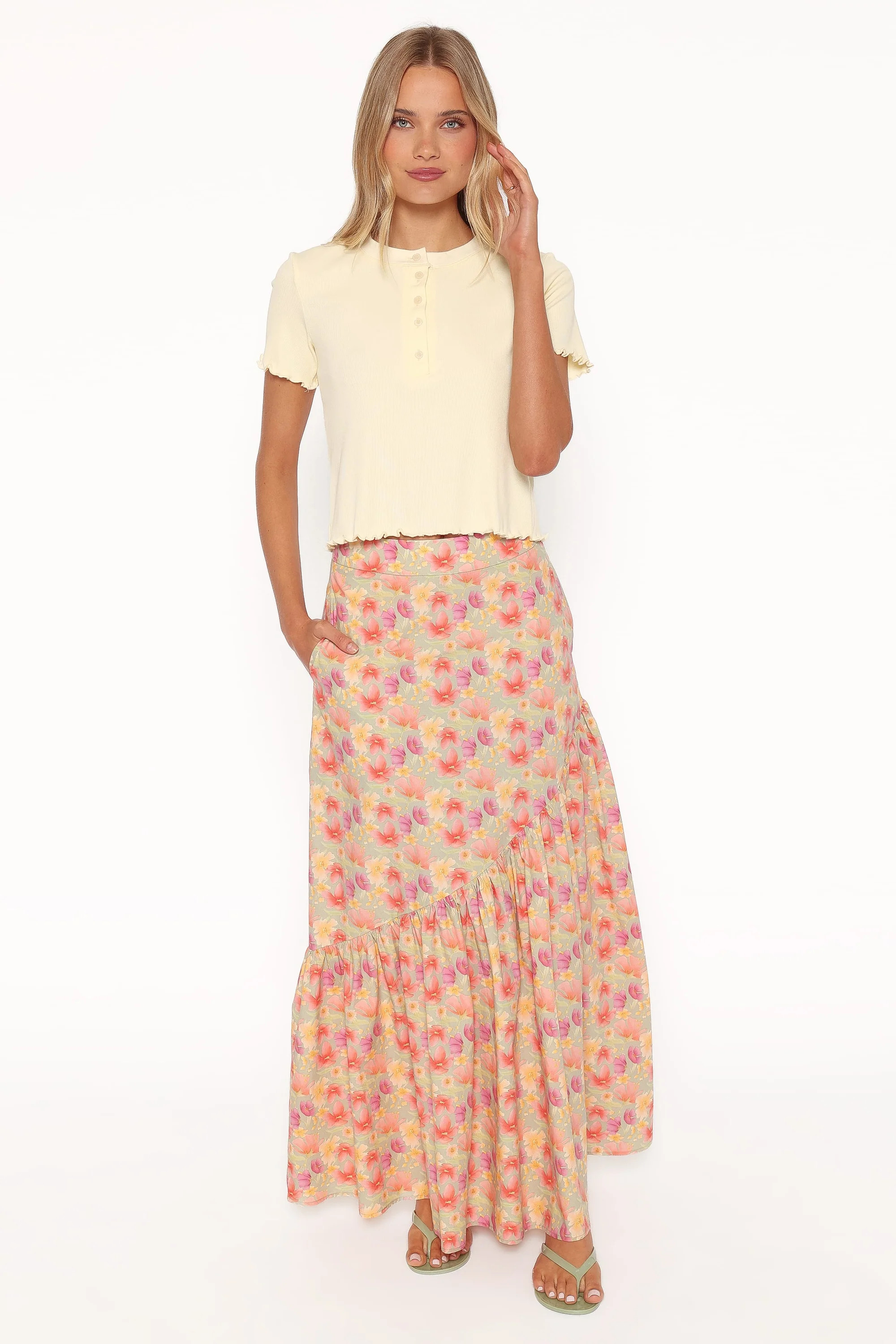 Shelbie Maxi Skirt - Sage Wildflower | Petal & Pup (US)