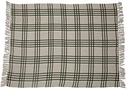 Creative Co-Op Soft and Cozy Woven Recycled Cotton Blend Printed Plaid Decorative Blanket with Fr... | Amazon (US)