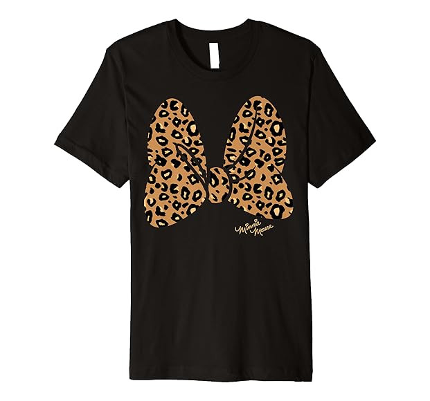 Disney Minnie Mouse Leopard Print Bow Premium T-Shirt | Amazon (US)