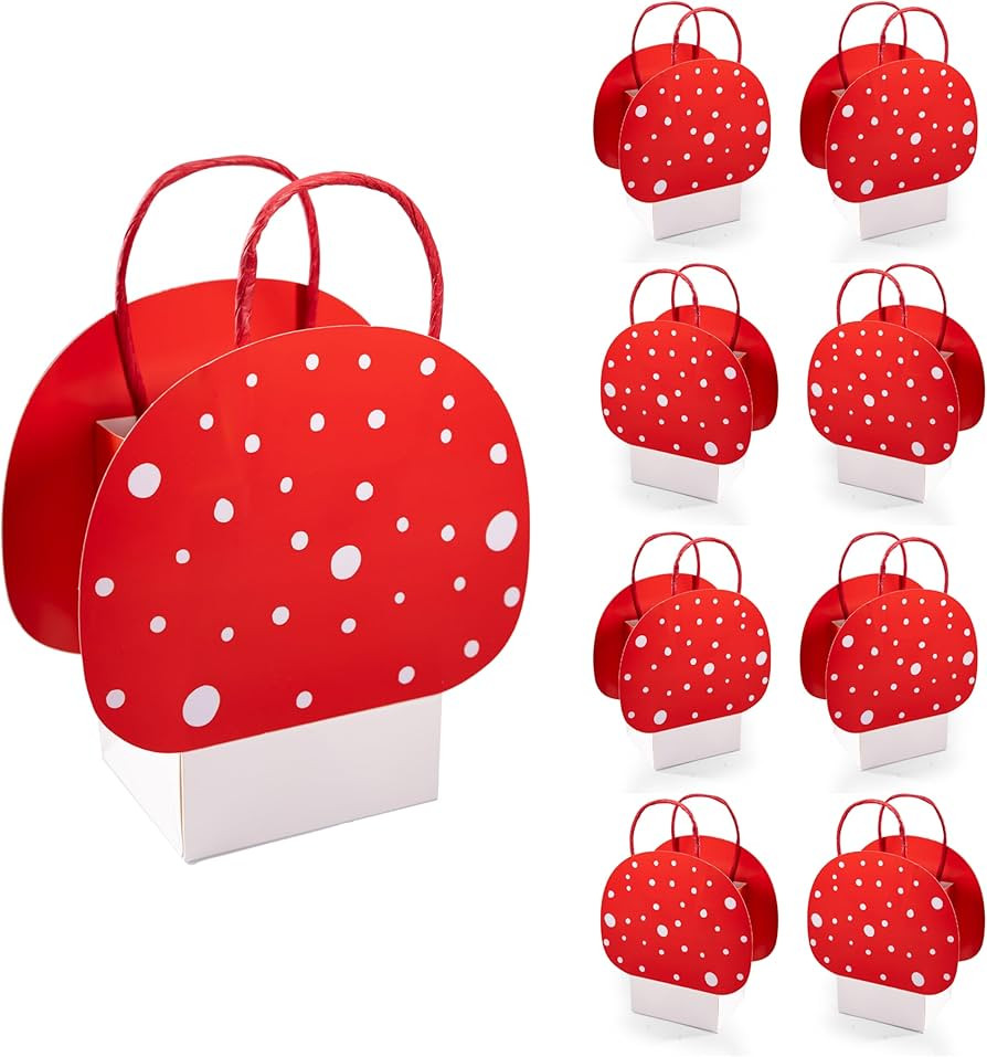Cheerland Red Mushroom Gift Bags for Toadstool Garden Forest Fairies Woodland Theme Birthday Baby... | Amazon (US)