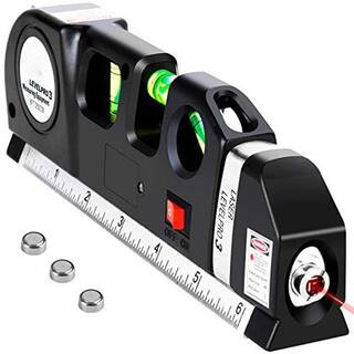 Standard Cross Line Laser Leveler Beam Tool-Multipurpose Kit with 8F ft. / 2. 5 M Metric Rulers, Black-1-Pack | The Home Depot
