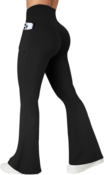 Flare Leggings with Pockets for Women Seamless Crossover Yoga Pants with Tummy Control Bootcut Wo... | Amazon (US)