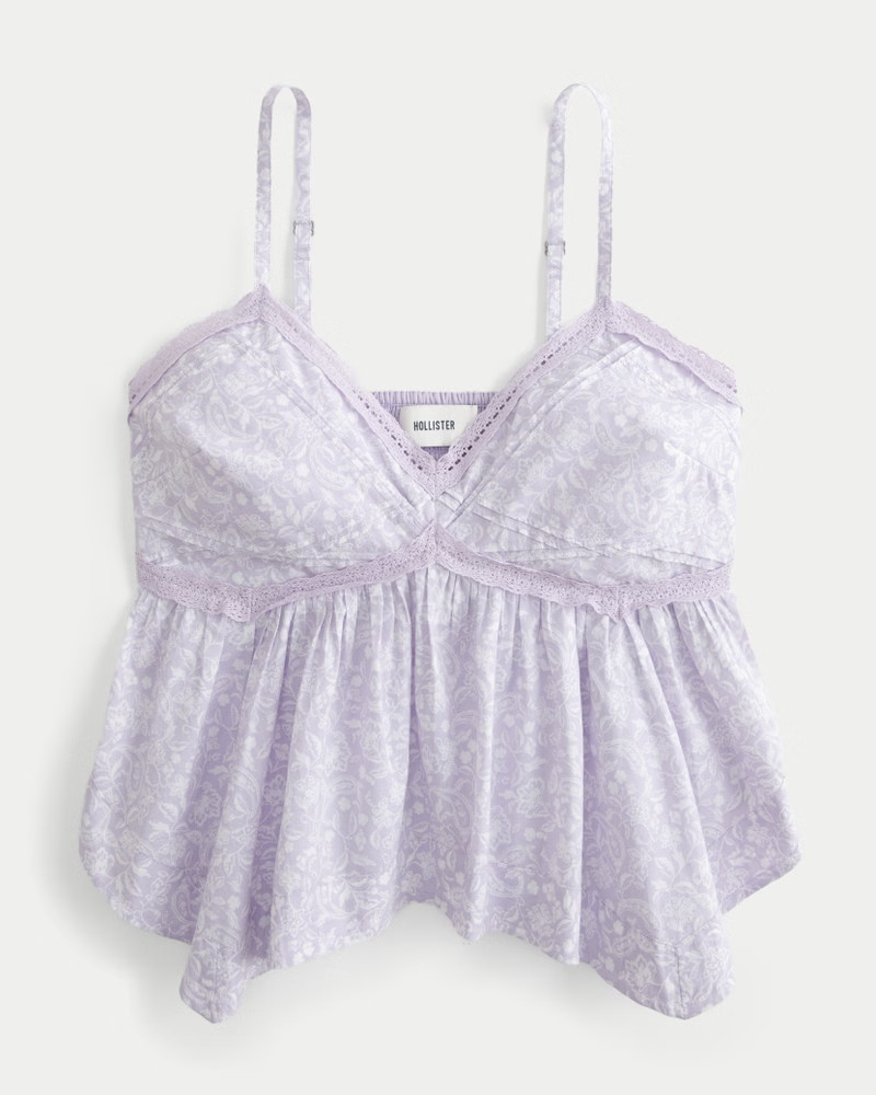 Easy Lace Trim Babydoll Top | Hollister (US)