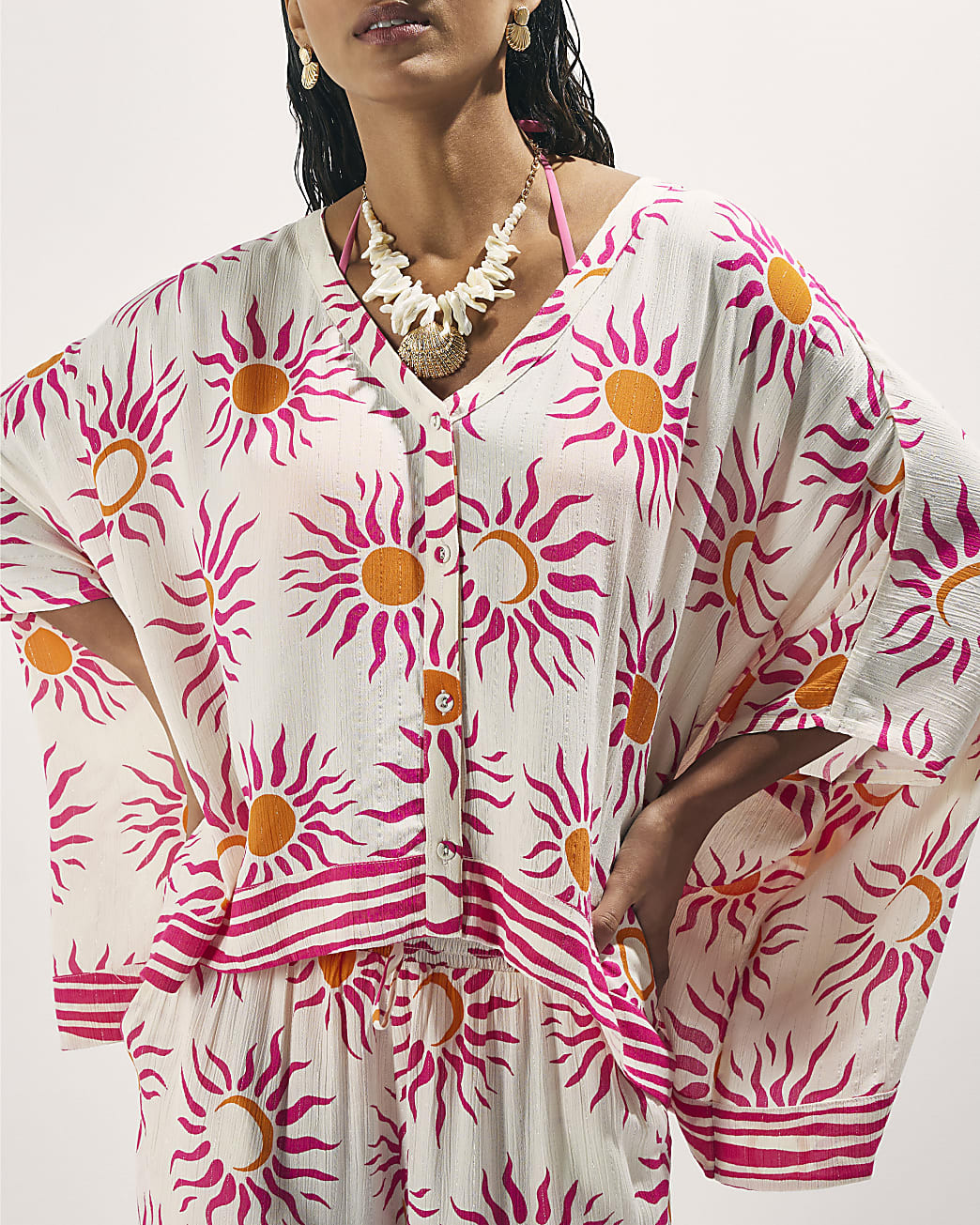 White Sun Print Blouse | River Island UK & IE