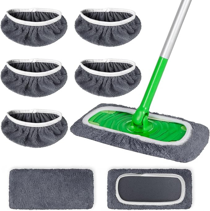 5 Pack Reusable 100% Cotton Mop Pads Compatible with Swiffer Sweeper Mop, Wet and Dry Flat mop Co... | Amazon (US)