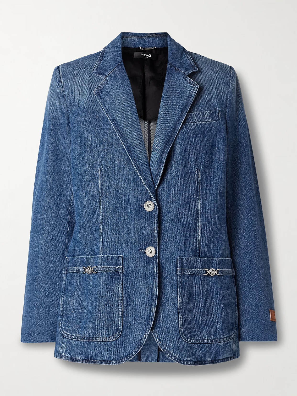 Versace - Embellished Denim Blazer - Blue | NET-A-PORTER (UK & EU)