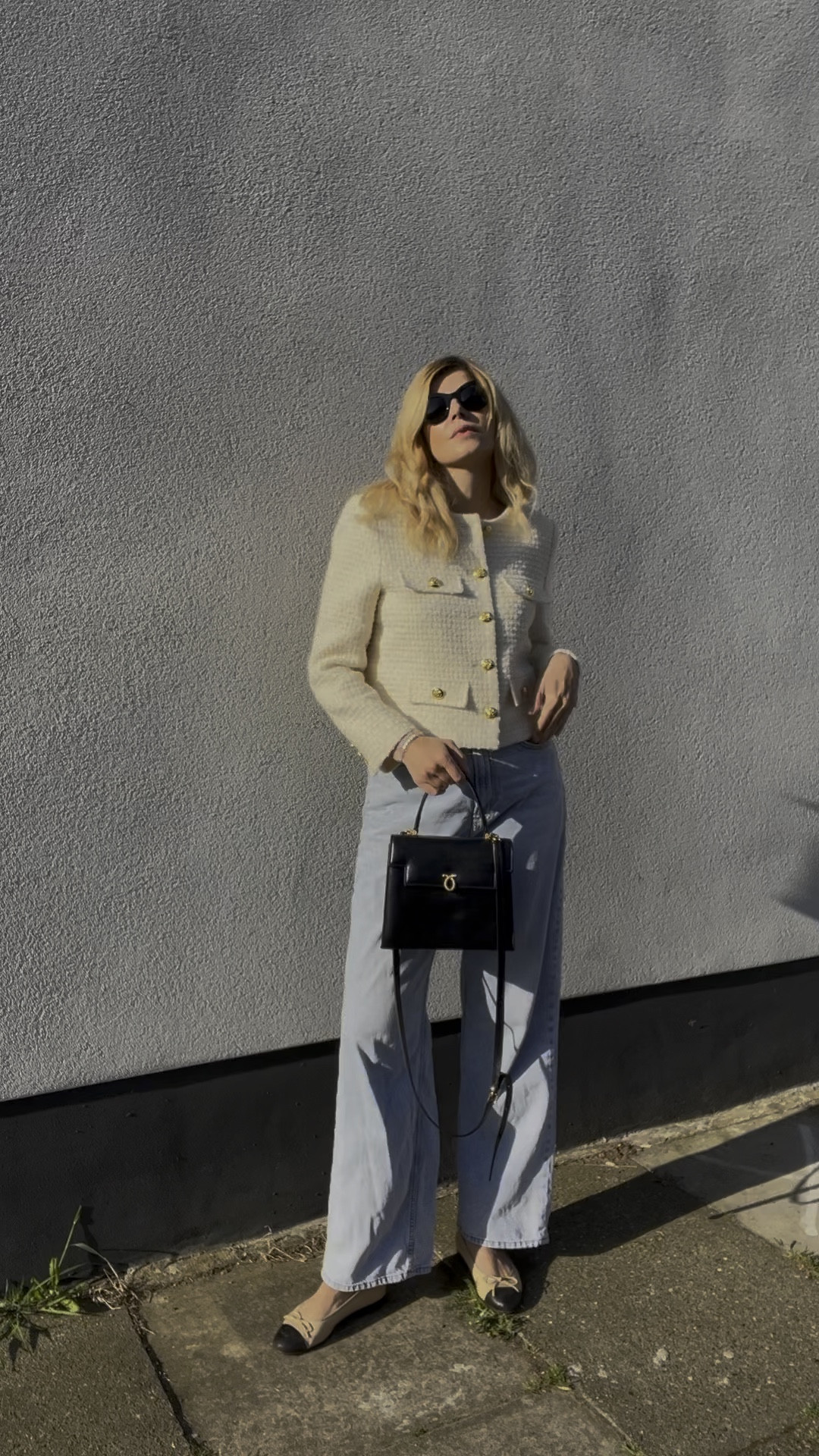 Chanel flats outfit, tweed jacket, wide leg jeans 

#LTKeurope