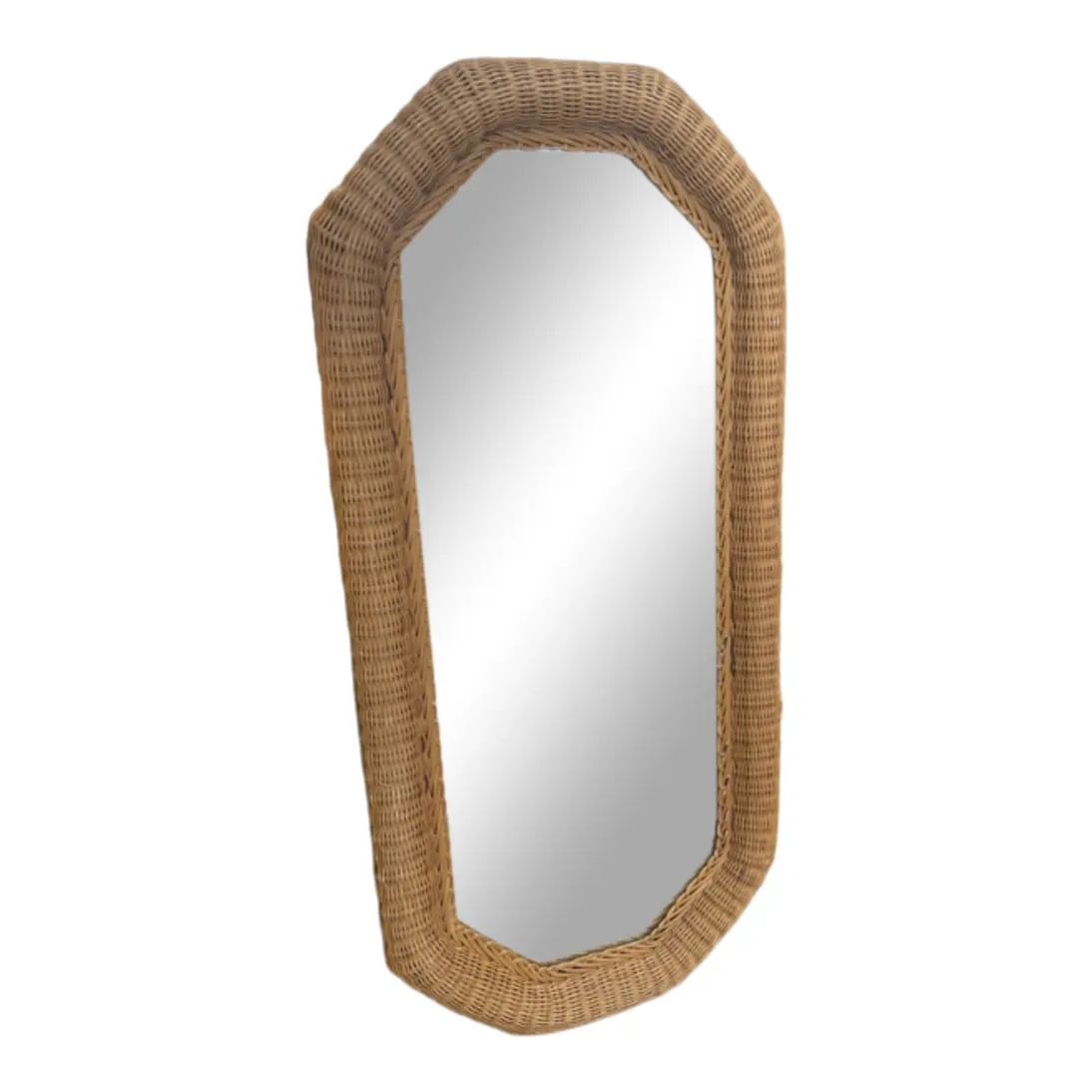 1970s Large Wicker Wall Mirror | Chairish