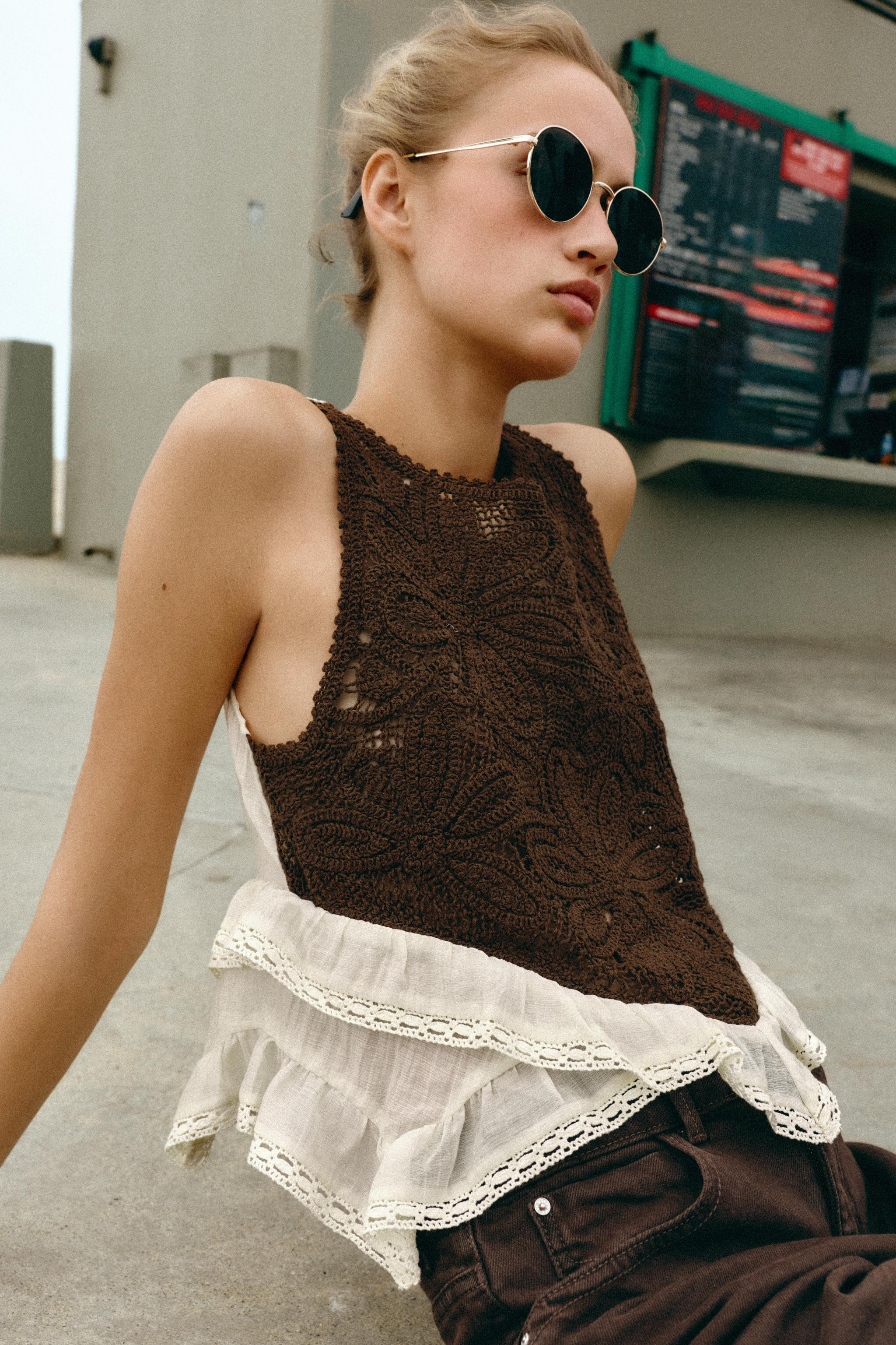 CROCHET COMBINED TOP | Zara UK