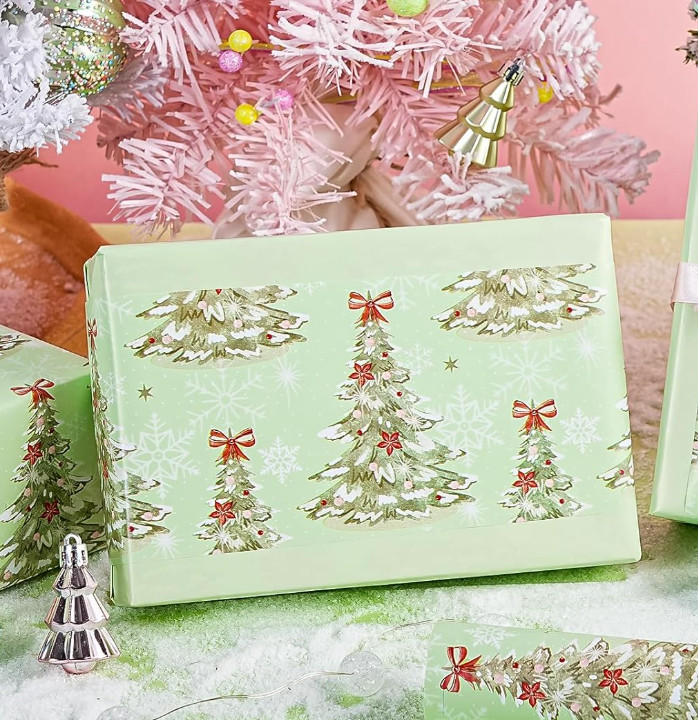 Light Green Christmas Tree Wrapping Paper  

 #LTKHoliday
