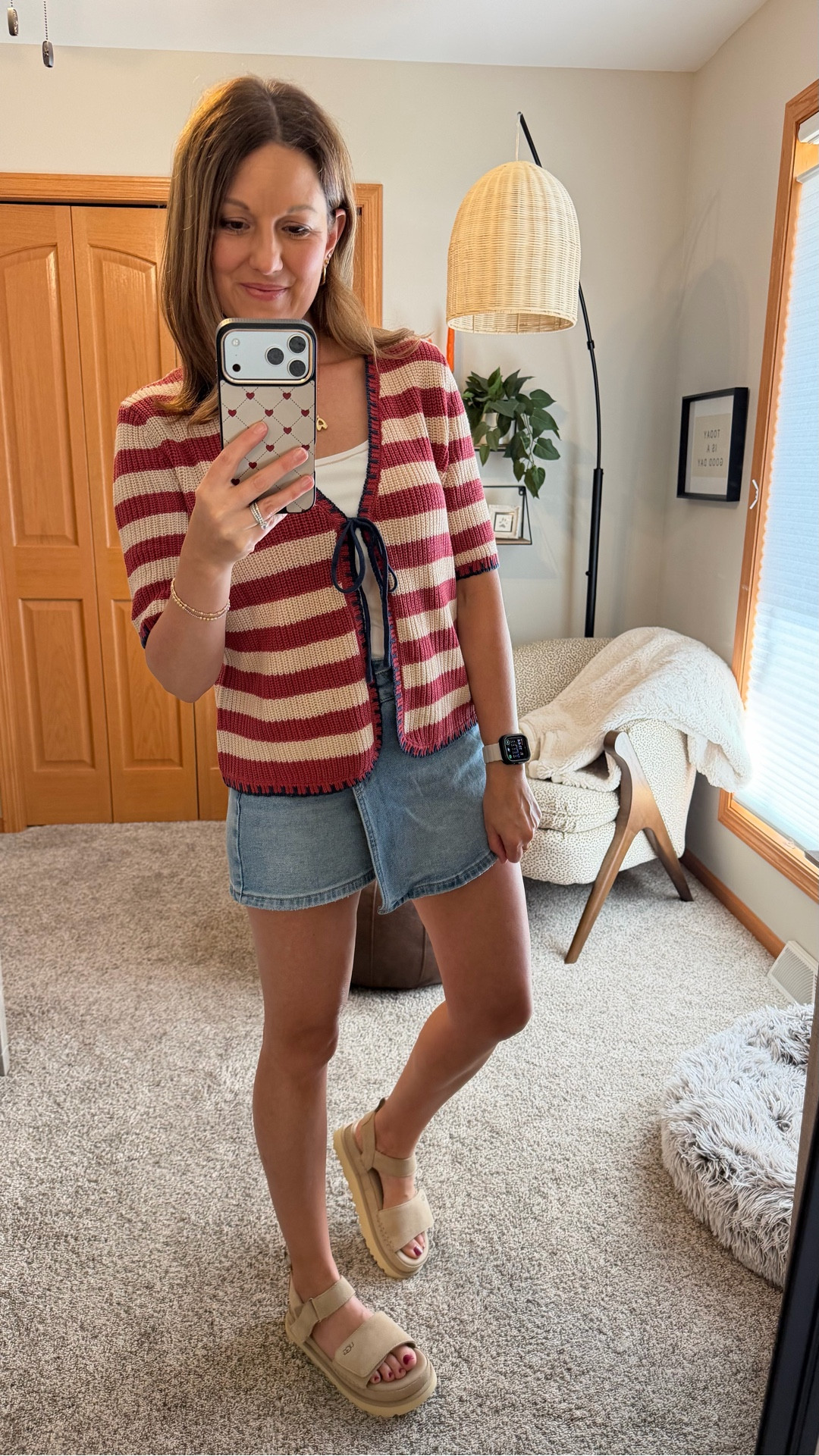 Get ready for Memorial Day, 4th of July and Labor Day with this cute sweater! And this skort is adorable too! 

Fit Tips
Sweater (tts, in size S) 
Tank (sized up one to a M) 
Skort (tried 26 and 27, kept 27 for a bit of extra length) 
Sandals (tts) 

Maurices | Summer outfit | Amazon | Denim Skort | Red White & Blue 

#LTKOver40 #LTKSaleAlert