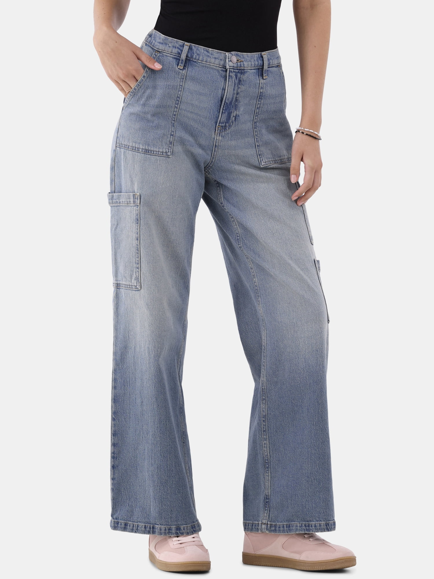 No Boundaries Wide Leg Cargo Utility Pants, 31” Inseam, Women’s | Walmart (US)