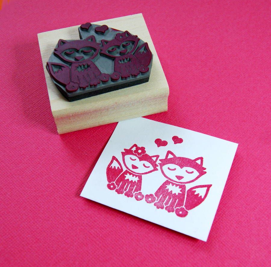 Skull and Cross Buns Foxes In Love Rubber Stamp | Notonthehighstreet.com US