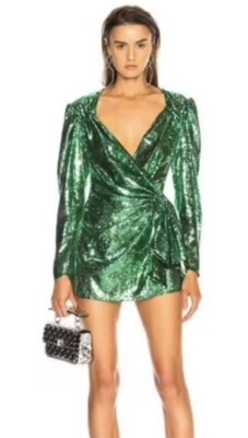 ATTICO Consuelo Dress 40 / 4 US / 8 AU Green Sequin Wrap Mini NEW + TAGS | eBay | eBay IE