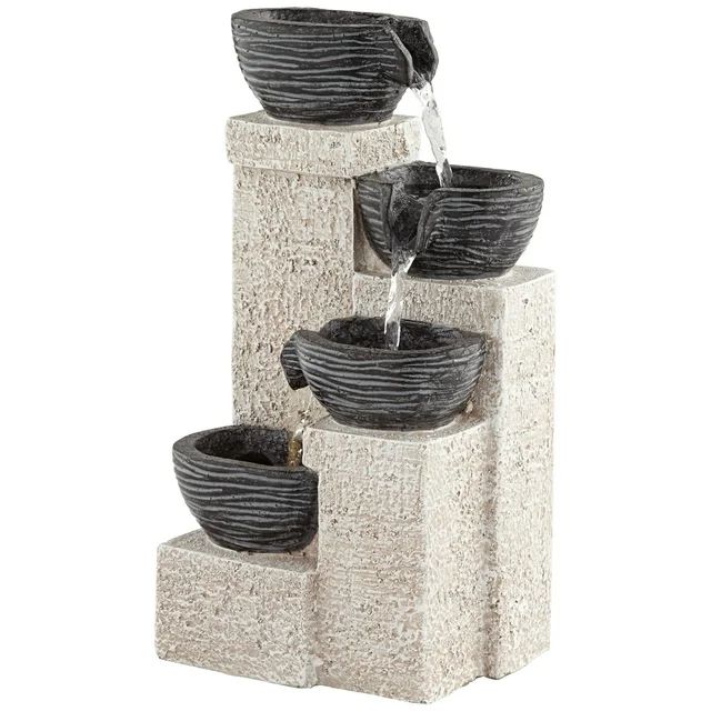John Timberland Four Cup Rustic Zen Small Cascading Cups Indoor Tabletop Water Fountain with LED ... | Walmart (US)
