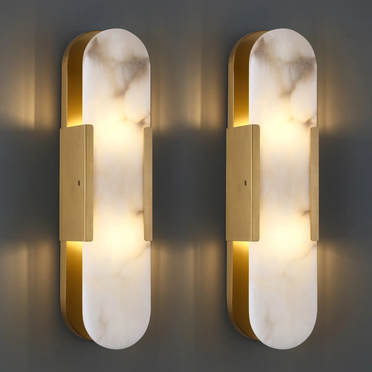20" Dimmable Wall Mounted Sconce with Alabaster Shade (Set of 2) | Wayfair North America