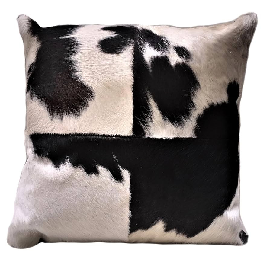 Black & White Cowhide Pillow Holstein. Double Sided Leather Pillow. | Amazon (US)