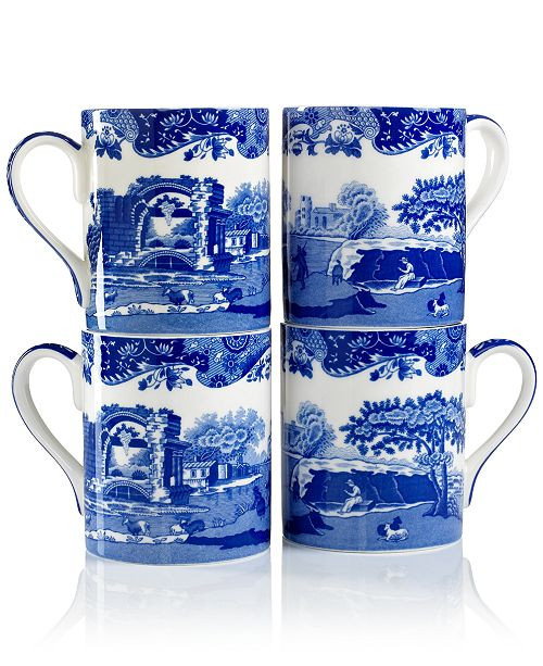 "Blue Italian" Mugs, Set of 4 | Macys (US)