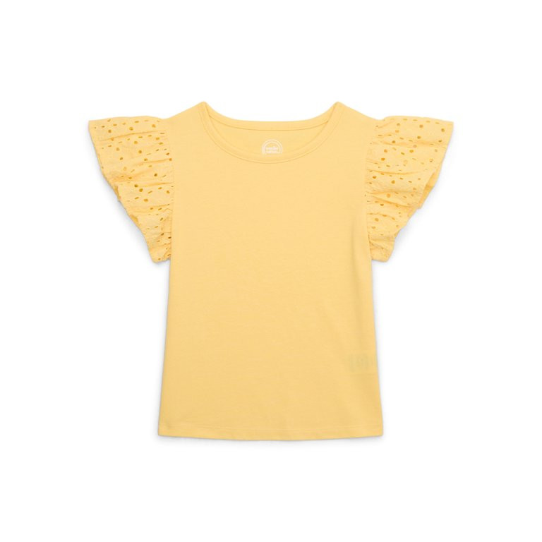 Wonder Nation Girls Eyelet Sleeve Top, Sizes 4-18 & Plus | Walmart (US)