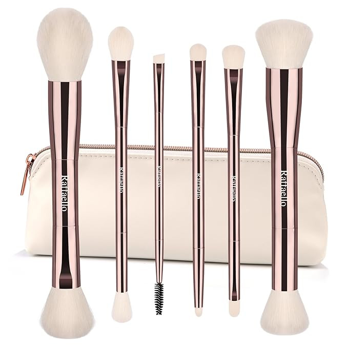 Raffaello 6-in-12 Dual-Ended Makeup Brushes Set, Sustainable Rose Gold Brushes with Recycled Mate... | Amazon (US)