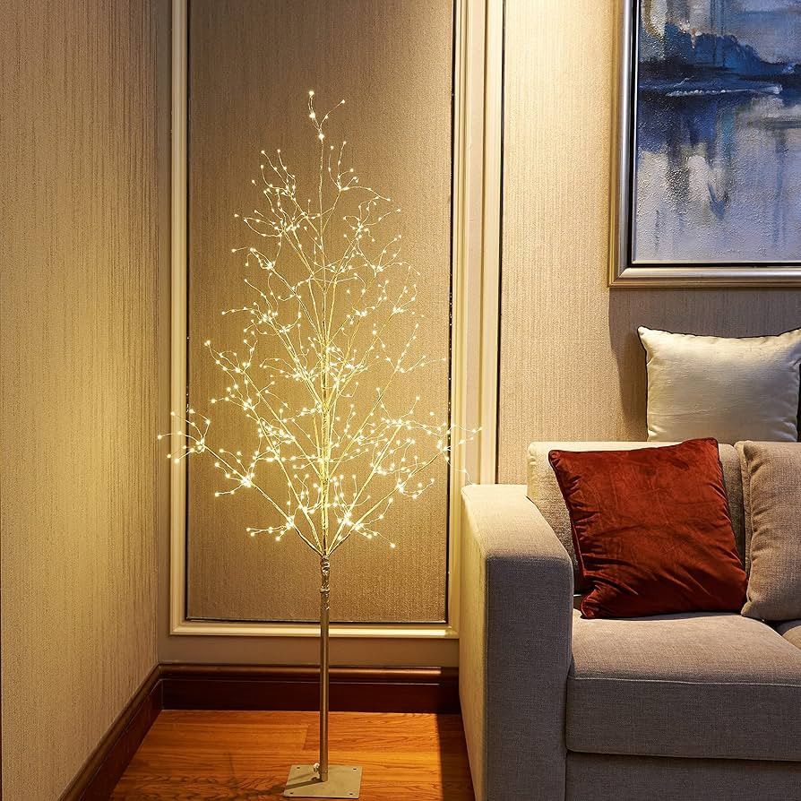 LIGHTSHARE 5 ft. LED Tree - Starlit Tree Collection with Warm White LED Angel Lights, 5 Feet, Cha... | Amazon (US)