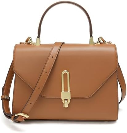 Top Handle Bag Fashion Leather Satchel Bag for Ladies, Zipper Pocket, Metal，Leather tote bag fo... | Amazon (US)