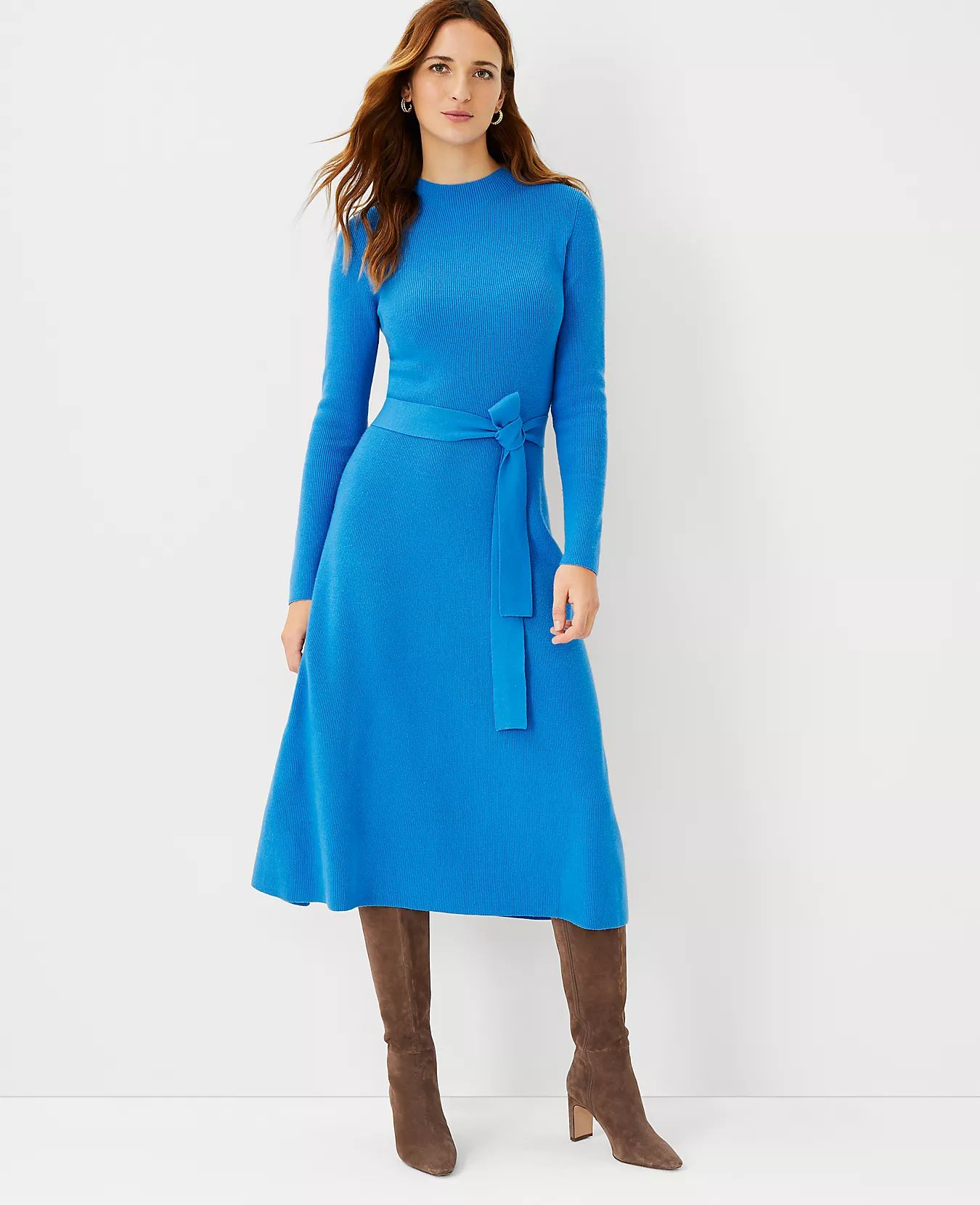 Belted Flare Sweater Dress | Ann Taylor (US)