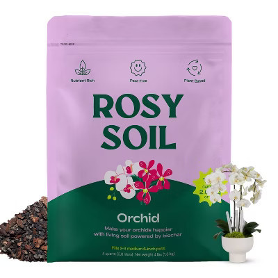 Rosy Soil 4qt Orchid Soil Potting Mix for Superior Aeration & Drainage, Peat-Free, Microbially Active Biochar Powered | Target