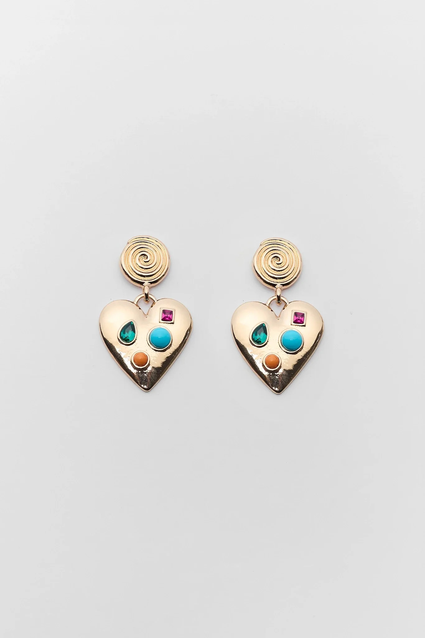 Gold Heart Gem Drop Earrings | Avara