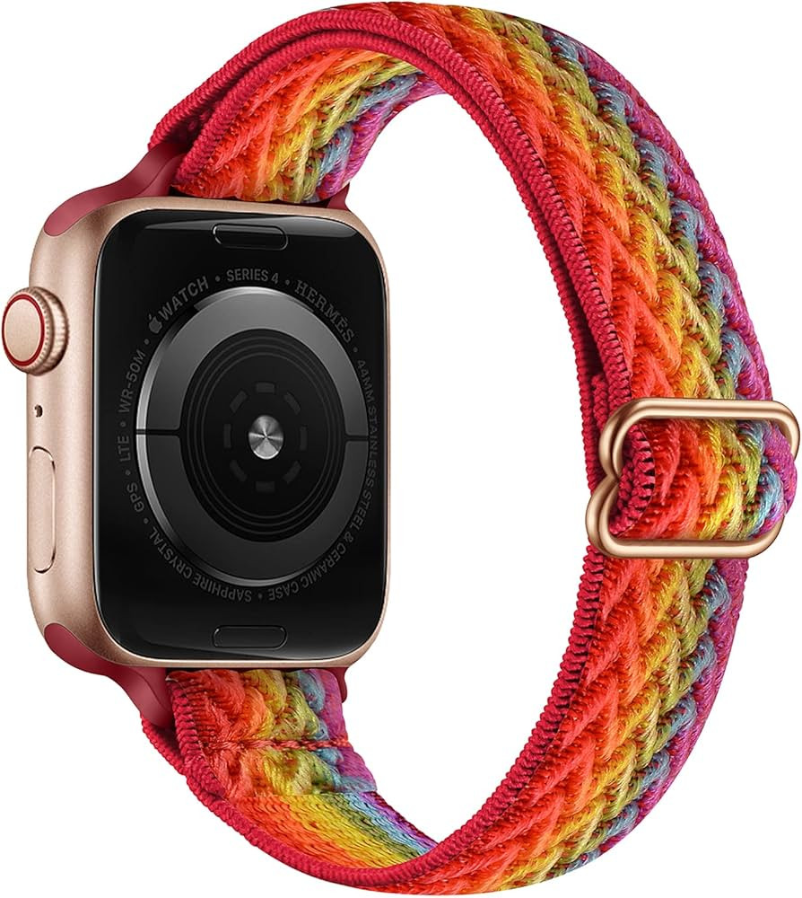 SICCIDEN Slim Stretchy Bands Compatible with Apple Watch Band 41mm 40mm 38mm, Women Elastic Nylon... | Amazon (US)