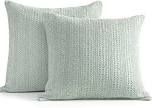 Sage Green Pillow Covers 18x18 Boho Throw Pillow Covers Set of 2 Decorative Pillow Shams Stone Wa... | Amazon (US)