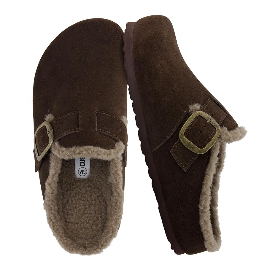 CUSHIONAIRE Haven Genuine Leather Clogs for Women – Faux Fur Lined Slip-On Womens Shoes with Co... | Amazon (US)