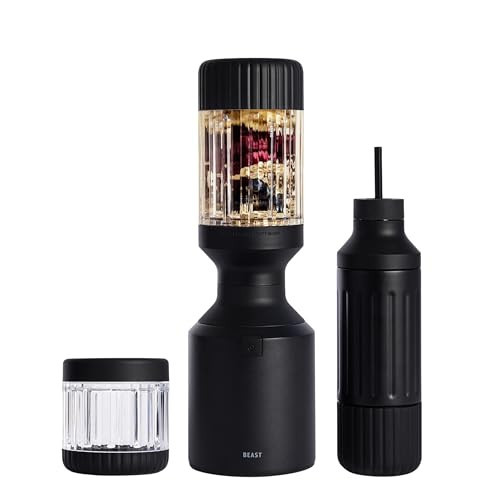 Beast Blender Tonal | Kitchen Countertop Design | Blend Smoothies and Shakes, Dressings, Sauces, Dips | Stainless Steel Bottle | Straw Cap and Straws Included | 1000W (Carbon Black) | Amazon (US)