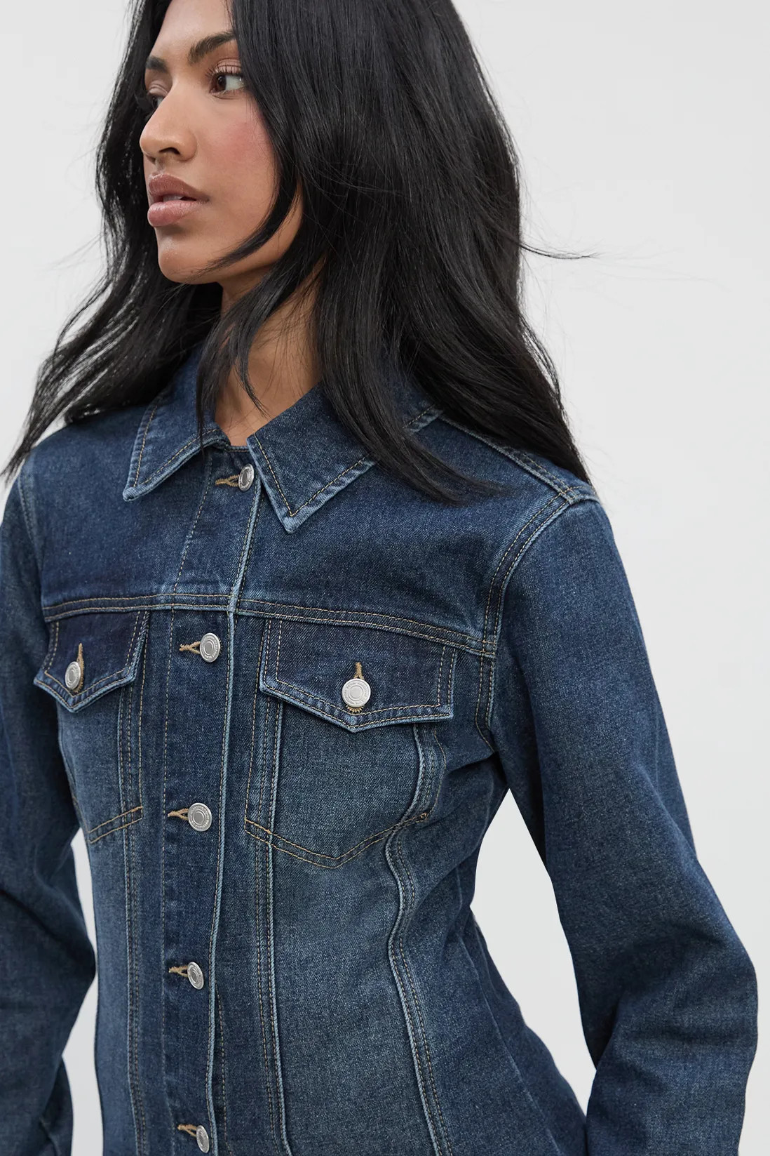 Cinched Waist Seam Detail Denim Jacket | Boohoo.com (UK & IE)