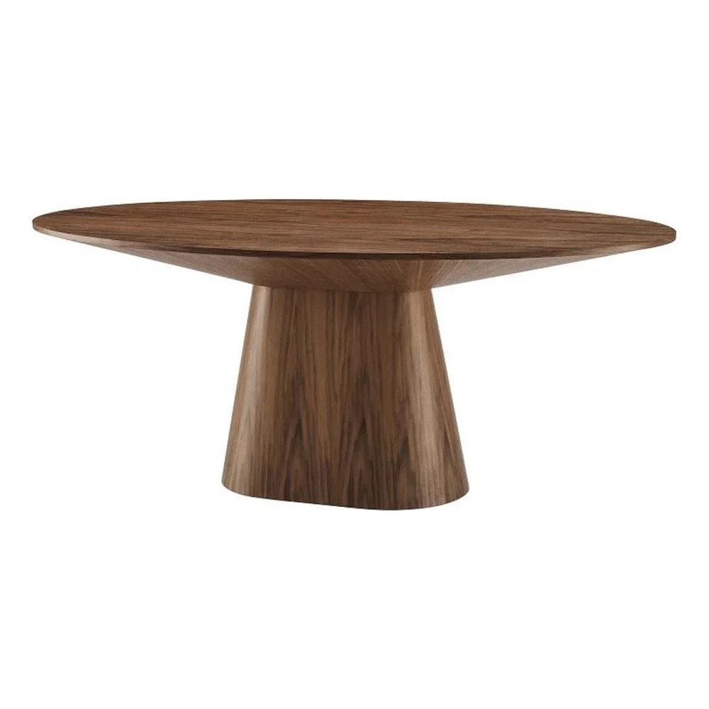 Maklaine Contemporary 75" Oval MDF Wood Dining Table in Walnut | Walmart (US)