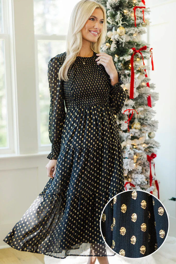 NURSING COLLECTION: Best Day Black Polka Dot Midi Dress | The Mint Julep Boutique